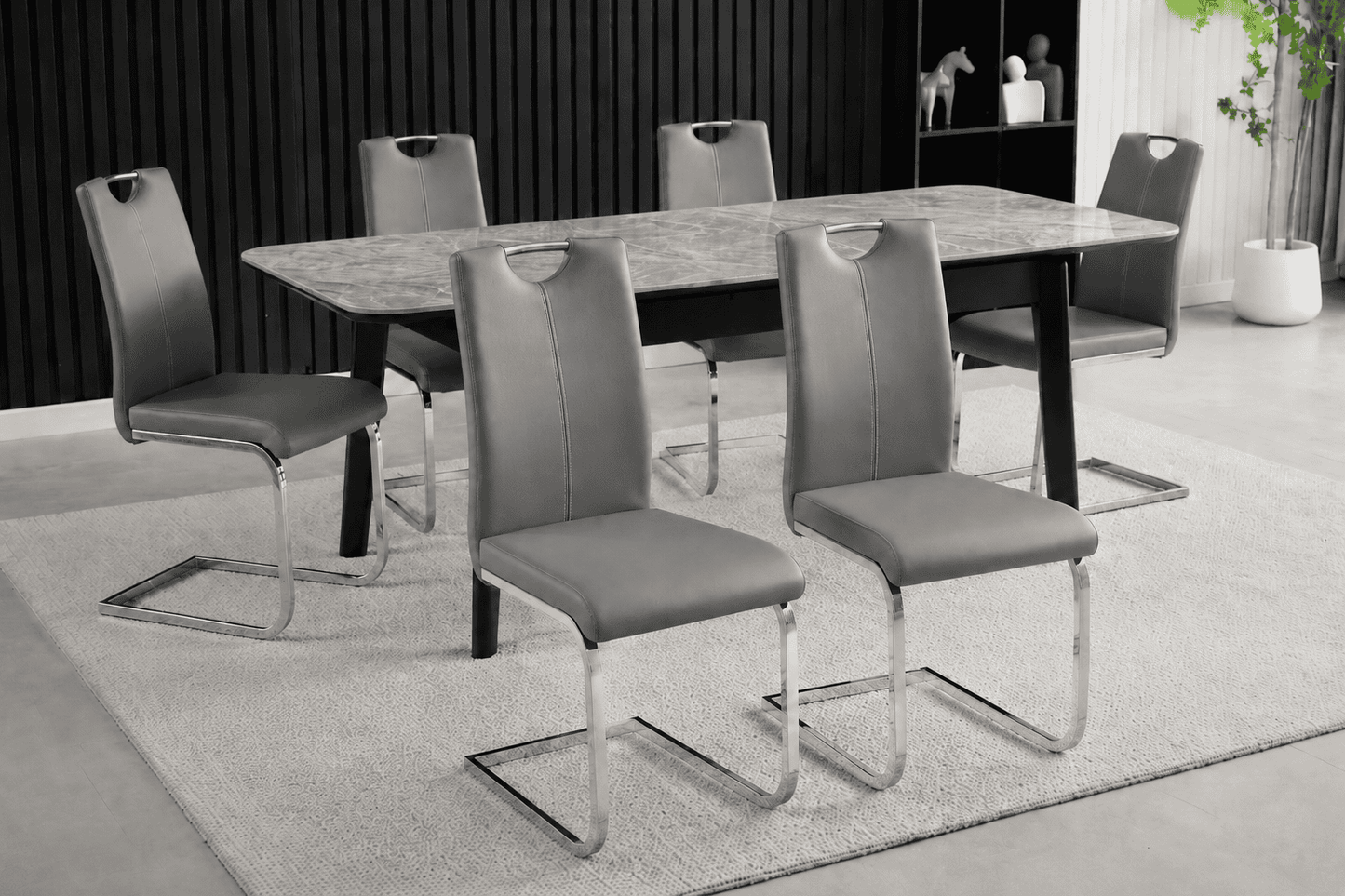 Complete Dining Set | 4 to 6 Dining Chairs + Arizona Grey Ceramic Extending Dining Table 130cm - 160cm