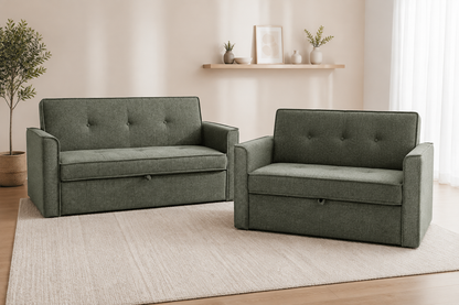 (Back In Stock 30th Sept) Soho Green 3 Seater + 2 Seater Fabric Sofa Bed Set with Adjustable Backrests