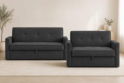 (Back In Stock 30th Sept) Soho Grey Fabric 3 + 2 Sofa Bed Set with Adjustable Backrests