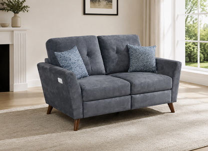 'Angleo' Electric Recliner Grey Plush Velvet Fabric 3 Seater, 2 Seater & Armchair Sofa Set Range | Couch |