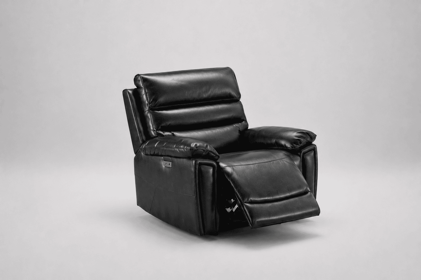 Calisese Black Leather Electric Reclining Sofa Range Suite Set With USB Charging Ports & Drop Down Tray Table