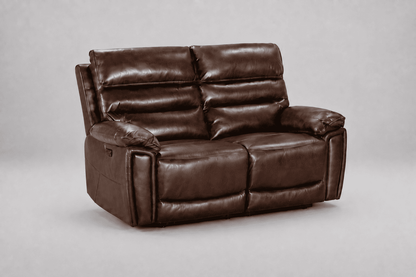 Calisese Brown Leather Electric Reclining Sofa 3 Seater + 2 Seater + Armchair Set Suite With USB Charging Ports & Drop Down Tray Table