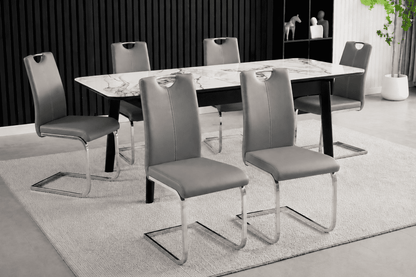 Complete Dining Set | 4 to 6 Dining Chairs + Arizona White Ceramic Extending Dining Table 130cm - 160cm