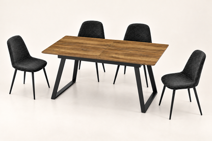 (Pre Order Deal, Arriving December 15th) "Shelton" 160cm-200cm Hardwood Extending Dining Table With Metal Black Legs