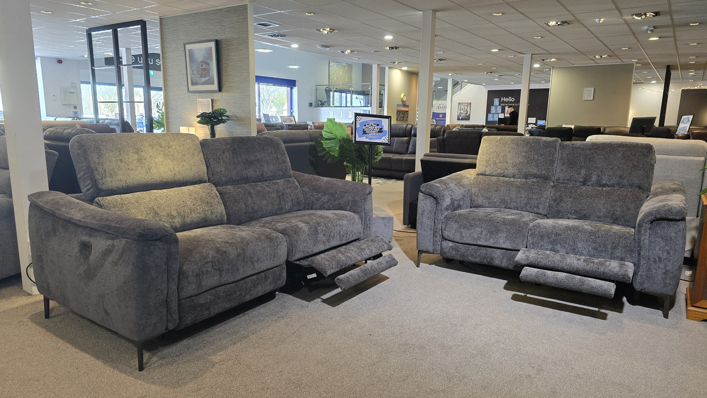 Beckham Fabric Electric Recliner Sofa Range With USB Charging Ports & Adjustable Headrests