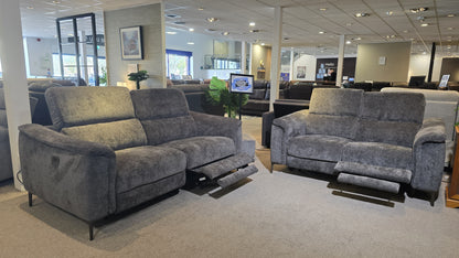 Beckham Fabric Electric Recliner Sofa Range With USB Charging Ports & Adjustable Headrests