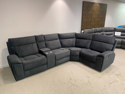 Ronan Reversible Plush Velvet Fabric Electric Recliner Corner Sofa + Drinks Console & USB + USBC Ports