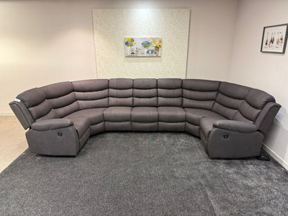 Willow Grey Fabric U Shape Corner Sofa With Drinks console & Fold down Tray Tables