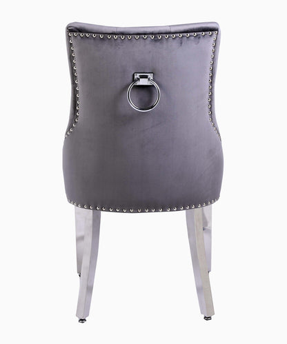 VLNCIA Quilted Back Grey Plush Velvet Tub Dining Chairs | Set Of 2, 4, 6 or 8
