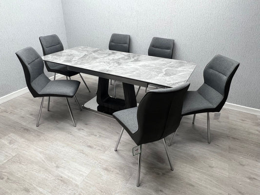 ZMAT Grey Ceramic Extending Dining Table