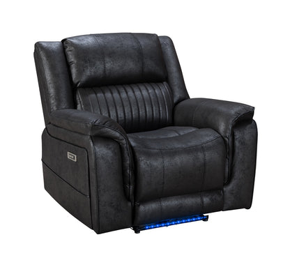 Pre Order Promo Deal! Geneva Charcoal Grey Easy Clean Suede Fabric 3 Seater + 2 Seater With Tech Console + Armchair Set