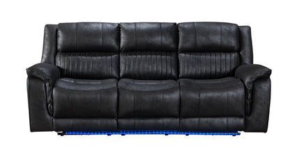 Pre Order Promo Deal! Geneva Charcoal Grey Easy Clean Suede Fabric 3 Seater + 2 Seater With Tech Console + Armchair Set