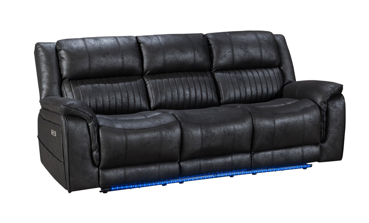 Pre Order Promo Deal! Geneva Charcoal Grey Easy Clean Suede Fabric 3 Seater + 2 Seater With Tech Console + Armchair Set