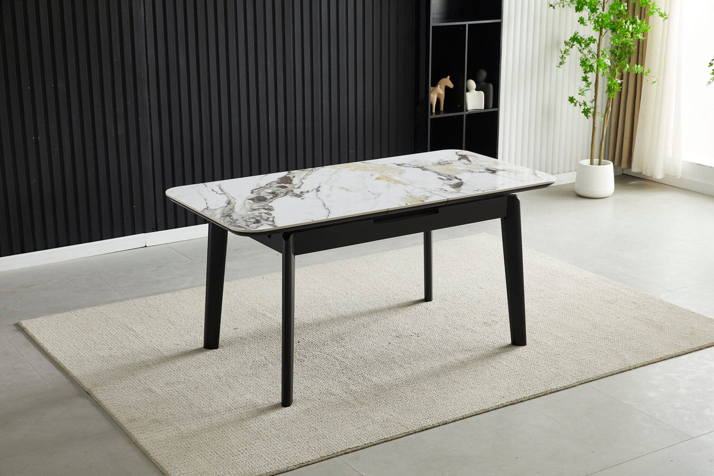 Complete Dining Set | 4 to 6 Dining Chairs + Arizona White Ceramic Extending Dining Table 130cm - 160cm