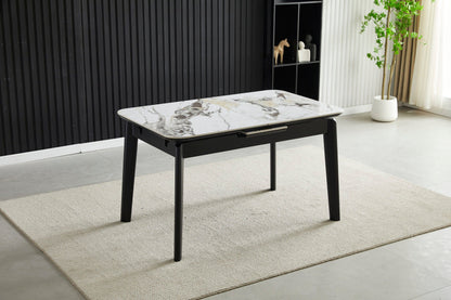 Complete Dining Set | 4 to 6 Dining Chairs + Arizona White Ceramic Extending Dining Table 130cm - 160cm