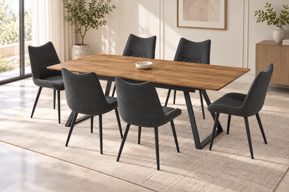 (Pre Order Deal, Arriving December 15th) Celia Dining Chairs In Slate Grey Fabric