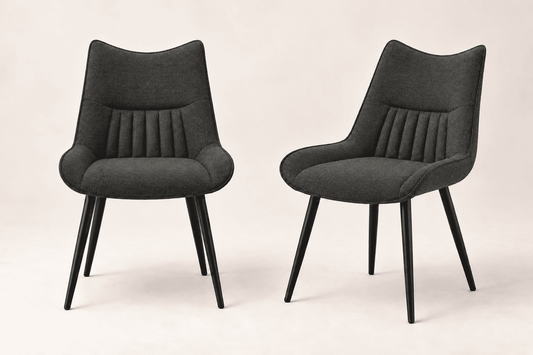 (Pre Order Deal, Arriving December 15th) Celia Dining Chairs In Charcoal Grey Fleck Fabric