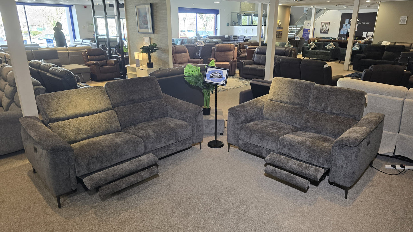 Beckham Fabric Electric Recliner Sofa Range With USB Charging Ports & Adjustable Headrests