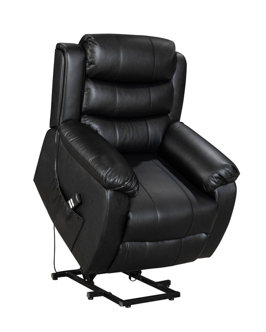 Dual Motor Electric Lando Black Leather Rise & Recliner 1 Seater Sofa / Armchair