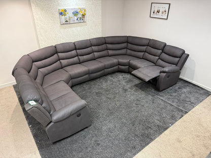 Large Willow Grey Fabric U Shape Corner Sofa With Fold down Tray Table