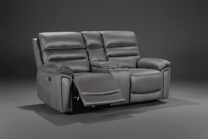 DFS Lawson Grey Easy Clean Fabric Electric Reclining 3 Seater + 2 Seater Sofa Set With USB Charging Ports, Drop Down Tray Table & Drinks Cooling Cupholders