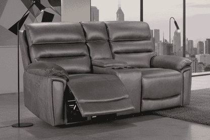 DFS Lawson Grey Easy Clean Fabric Electric Reclining Sofa Range Suite Set With USB Charging Ports & Drop Down Tray Table