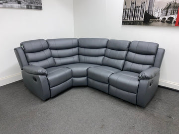 Landos Lhf Modular Recliner 4 Seat Grey Leather Corner Sofa Sofas