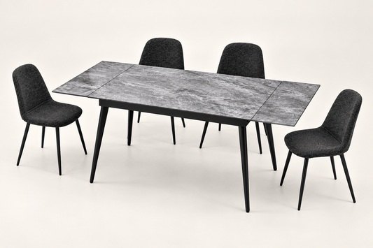 (Pre Order Deal, Arriving December 15th) "Regis" 120cm-180cm Graphite Grey Ceramic Extending Dining Table With Metal Black Legs - Table Only
