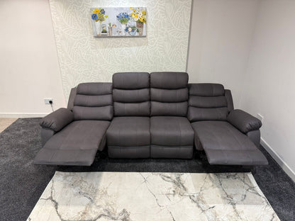 Willow Grey Easy Clean Fabric 4 Seater Sofa | Fold Down Tray Table, High Headrest & Seating Position Couch