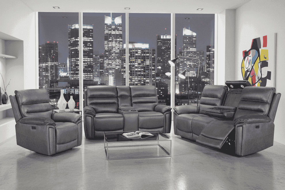 DFS Lawson Grey Easy Clean Fabric Electric Reclining Sofa Range Suite ...