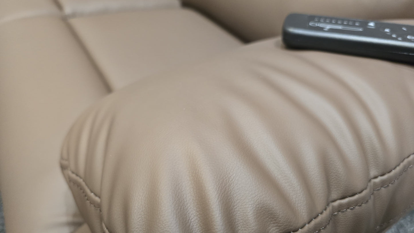 "Bertie" Brown Leather Electric Reclining Massage 3 Seater + 2 Seater Sofa Set With Power Headrests & USB Charging Ports For Ultimate Comfort