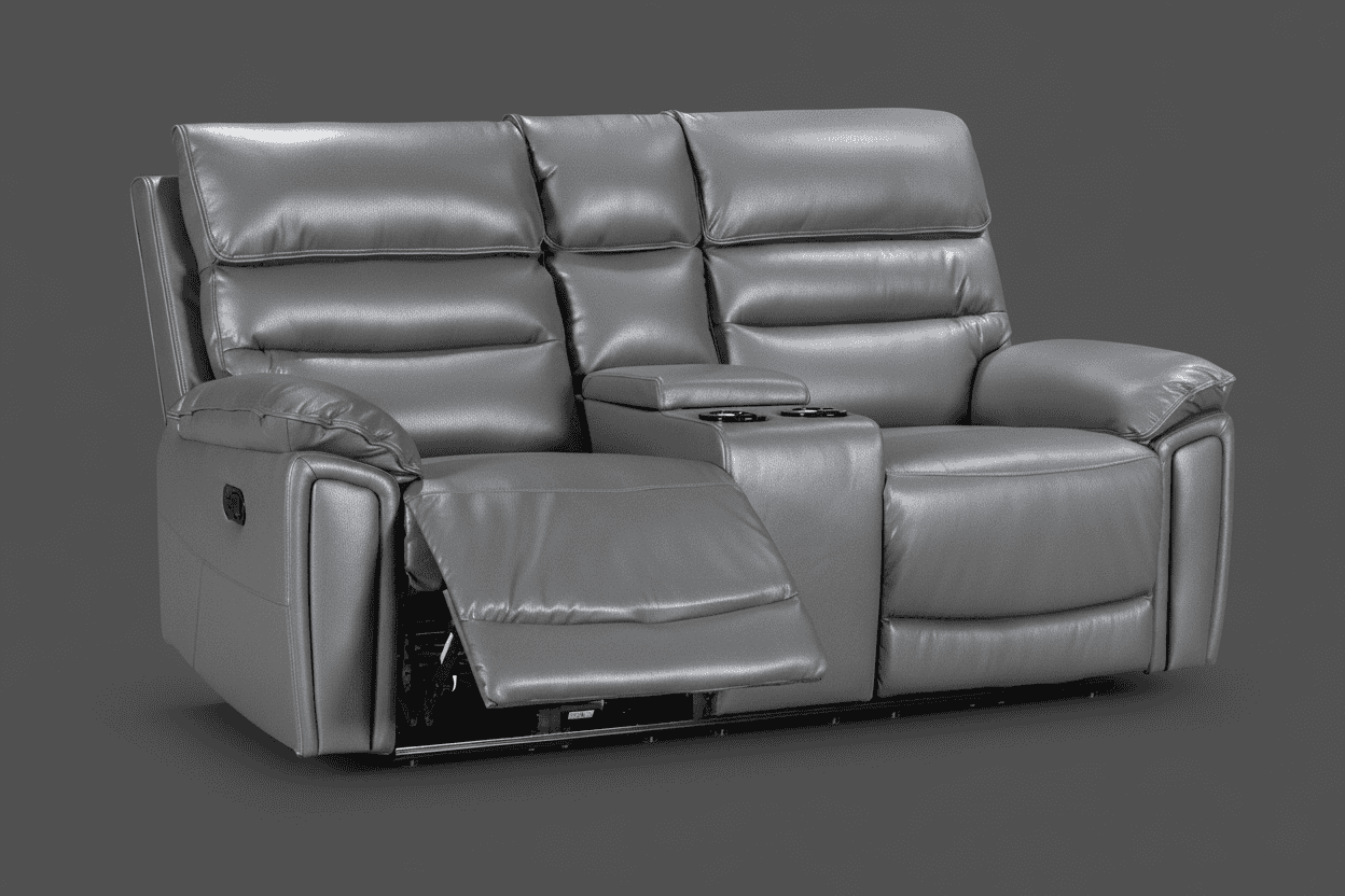 BUNDLE OFFER! DFS Lawson Grey Leather Electric Reclining 3 Seater + 2 Seater Sofa Set With Drinks Coolers, USB Charging Ports & Drop Down Tray Table With Reading Lights
