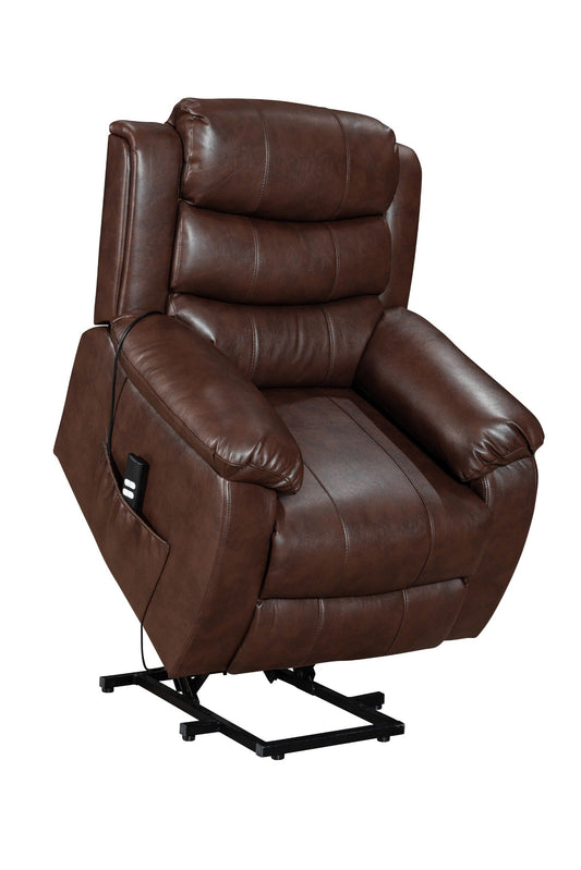 Dual Motor Electric Lando Brown Leather Rise & Recliner 1 Seater Sofa / Armchair