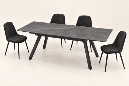 (Pre Order Deal, Arriving December 15th) "Dalton" Large 160cm-200cm-240cm Graphite Grey Ceramic Extending Dining Table With Metal Black Legs