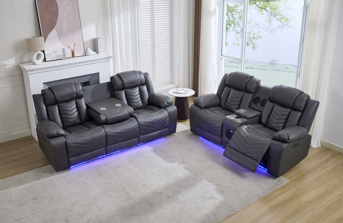 (Pre Order Promo Deal!) Zeus Grey, Black Or Brown Leather Cinema Sofa Set | 3 Seater + 2 Seater + Armchair or 3+2 | Online Only