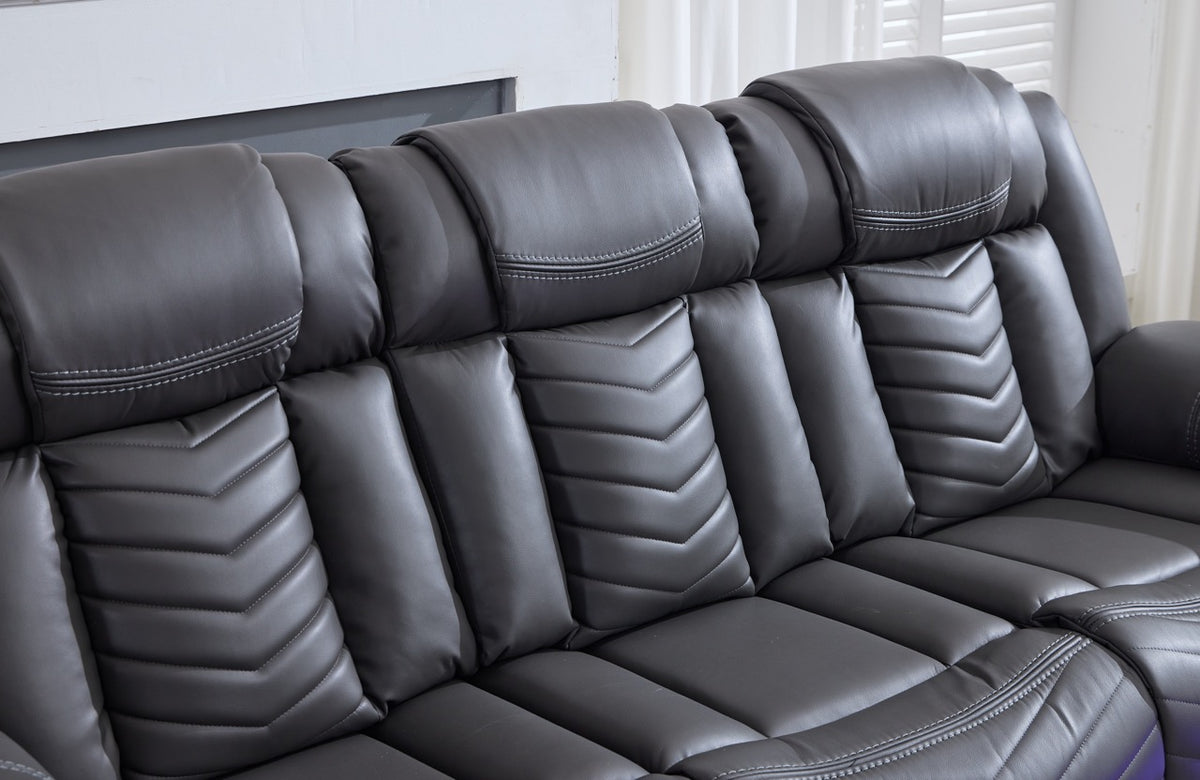 (Pre Order Promo Deal!) Zeus Grey, Black Or Brown Leather Cinema Sofa Set | 3 Seater + 2 Seater + Armchair or 3+2 | Online Only