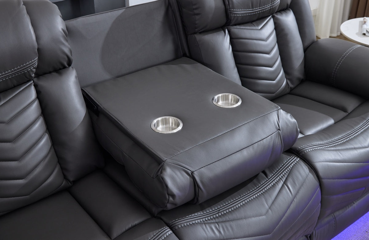 (Pre Order Promo Deal!) Zeus Grey, Black Or Brown Leather Cinema Sofa Set | 3 Seater + 2 Seater + Armchair or 3+2 | Online Only