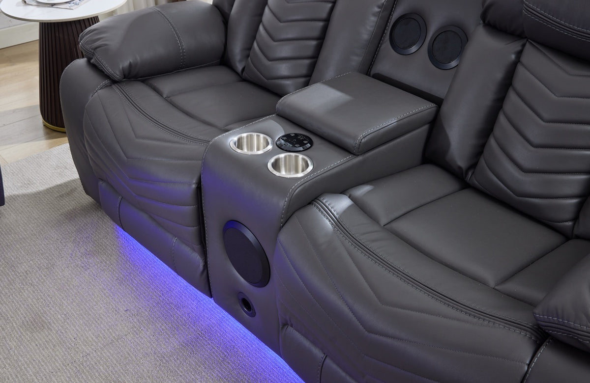 (Pre Order Promo Deal!) Zeus Grey, Black Or Brown Leather Cinema Sofa Set | 3 Seater + 2 Seater + Armchair or 3+2 | Online Only