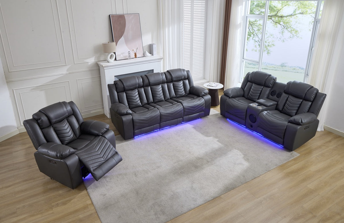 (Pre Order Promo Deal!) Zeus Grey, Black Or Brown Leather Cinema Sofa Set | 3 Seater + 2 Seater + Armchair or 3+2 | Online Only
