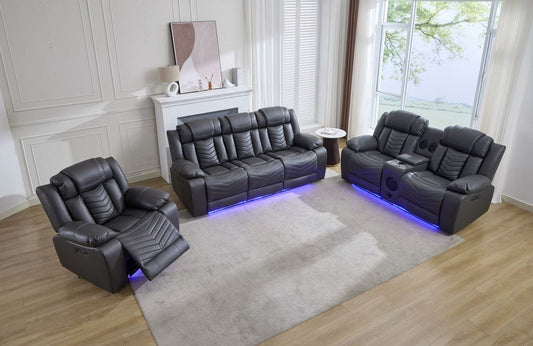(Pre Order Promo Deal!) Zeus Grey, Black Or Brown Leather Cinema Sofa Set | 3 Seater + 2 Seater + Armchair or 3+2 | Online Only