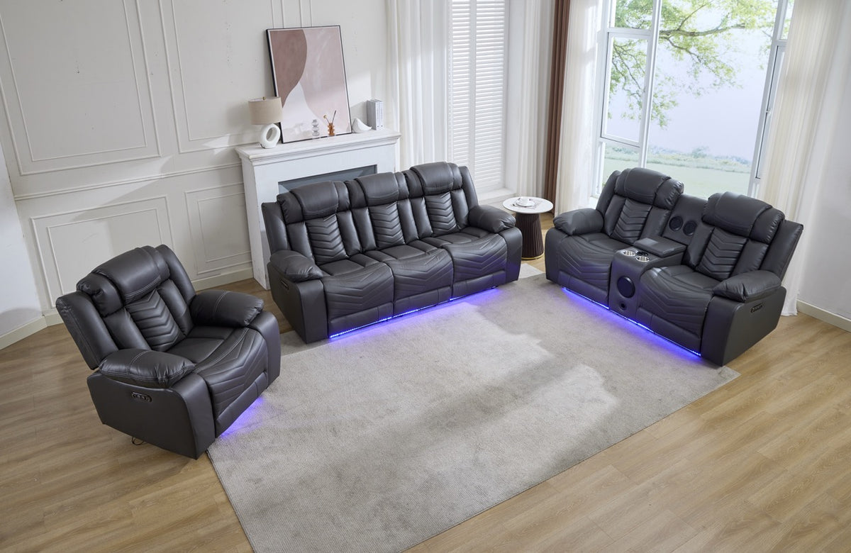 (Pre Order Promo Deal!) Zeus Grey, Black Or Brown Leather Cinema Sofa Set | 3 Seater + 2 Seater + Armchair or 3+2 | Online Only