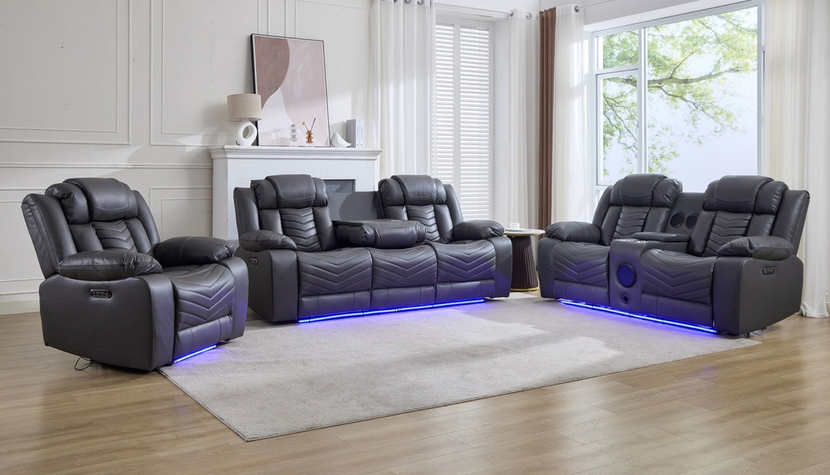 (Pre Order Promo Deal!) Zeus Grey, Black Or Brown Leather Cinema Sofa Set | 3 Seater + 2 Seater + Armchair or 3+2 | Online Only