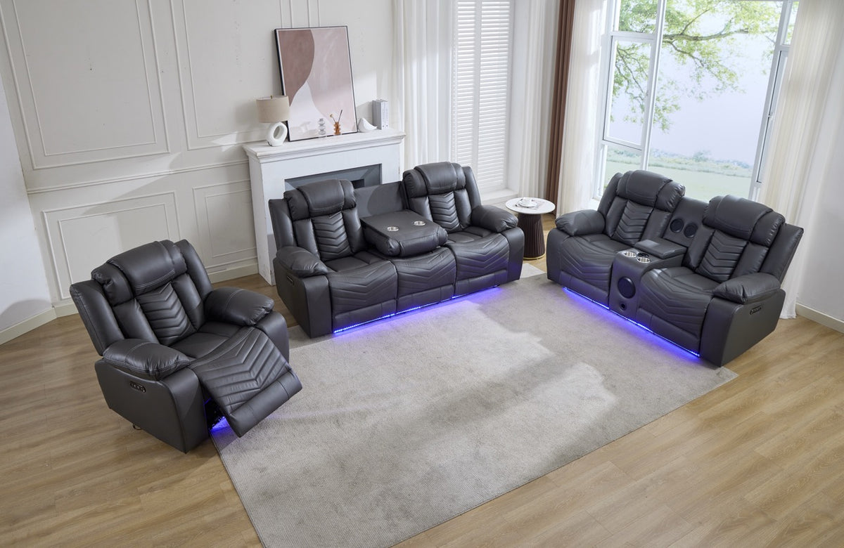 (Pre Order Promo Deal!) Zeus Grey, Black Or Brown Leather Cinema Sofa Set | 3 Seater + 2 Seater + Armchair or 3+2 | Online Only