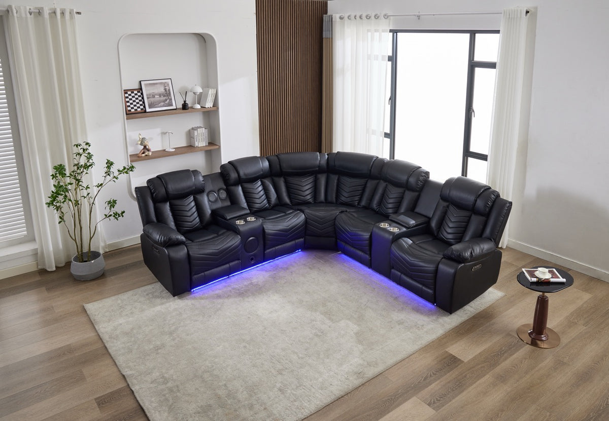 (Pre Order Promo Deal!) Zeus Large Grey, Black Or Brown Leather 2C2CC Corner Cinema Sofa With Quilted Reinforced Leather Seat & Backrest | Online Only