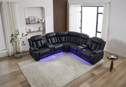 (Pre Order Promo Deal!) Zeus Large Grey, Black Or Brown Leather 2C2CC Corner Cinema Sofa With Quilted Reinforced Leather Seat & Backrest | Online Only