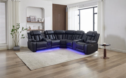 (Pre Order Promo Deal!) Zeus Large Grey, Black Or Brown Leather 2C2CC Corner Cinema Sofa With Quilted Reinforced Leather Seat & Backrest | Online Only