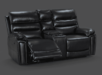 THIS WHOLE SET! DFS Lawson Black Leather Electric Reclining 3 Seater + 2 Seater With Drinks Console + Armchair Sofa Set Suite With USB Charging Ports & Drop Down Tray Table