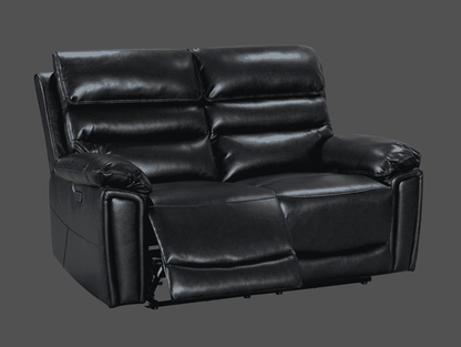BUNDLE DEAL! DFS Lawson Black Leather Electric Reclining 3 Seater + 2 Seater + Armchair Sofa Set With USB Charging Ports & Drop Down Tray Table