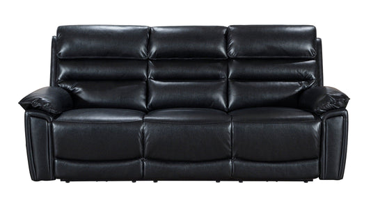 Donald Black Leather Electric / Power Reclining 3 Seater Sofa With USB Charging Ports & Drop Down Tray Table