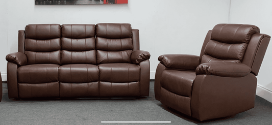 Lando Recliner Brown Leather 3 + 1 Seater Sofa Set